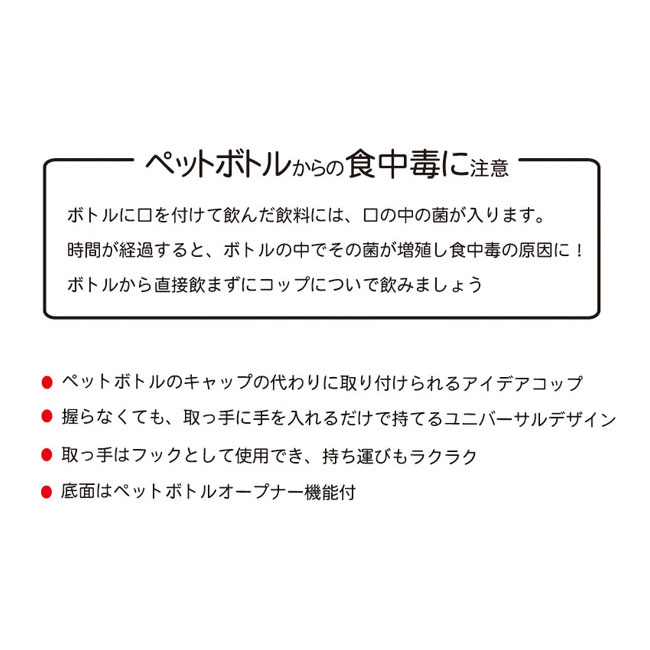 ペットボトル用ハンドルコップ キャッピー（SNS-2100015）食中毒に注意