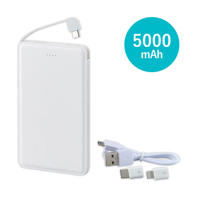 モバイルバッテリー5000mAh（iphone、USB Type-C用アダプター付）（SNS-2100079）