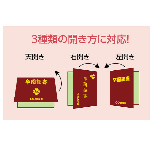 証書ファイル  高級布張風 A（SNS-1700065）3種類の開き方に対応！