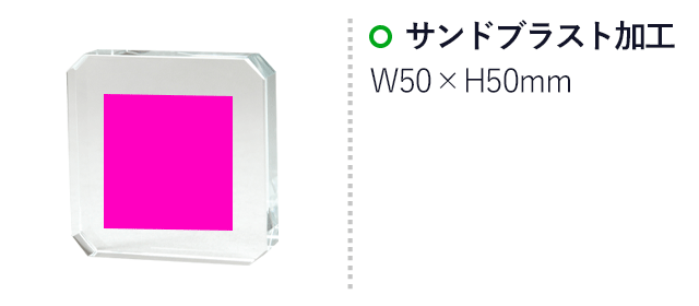 クリスタルペーパーウェイト スクエア（SNS-1700072）名入れ画像 サンドブラスト加工　50×50mm