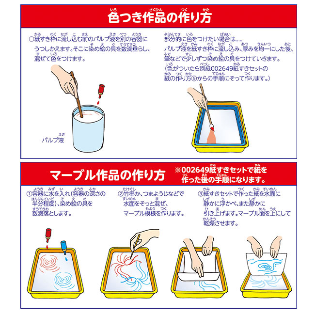 紙すきセット　染め絵の具３色付（SNS-1700127）作り方説明