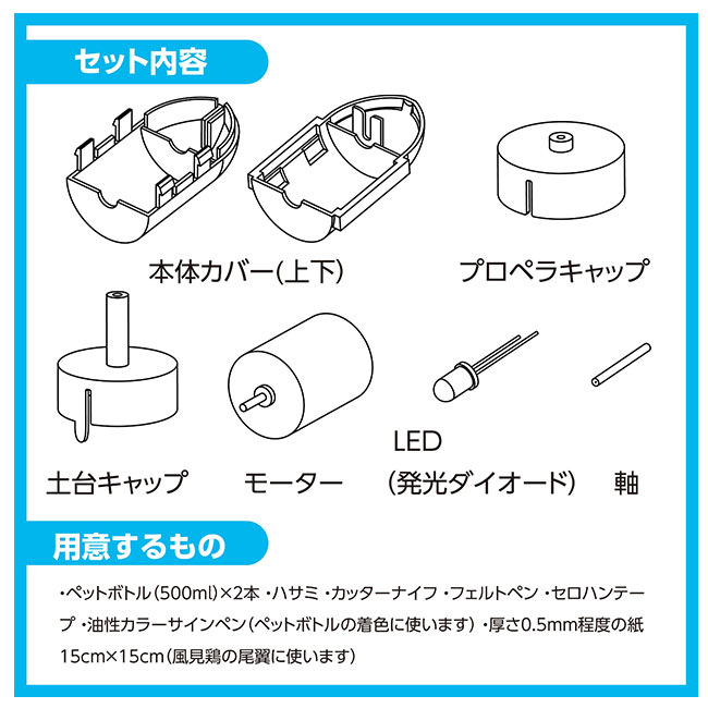 風力発電工作キット（SNS-1700128）セット内容
