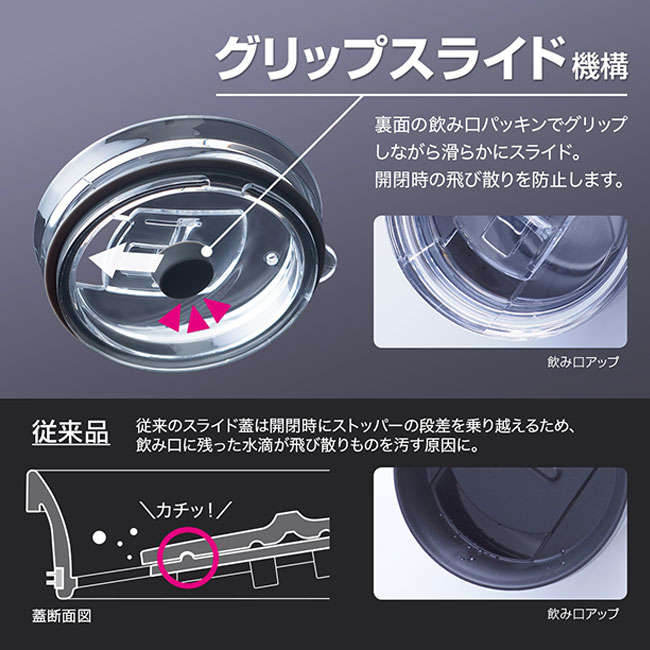 アトラス スライド蓋付きマグカップ280mL（AFSM-300）グリップスライド機構