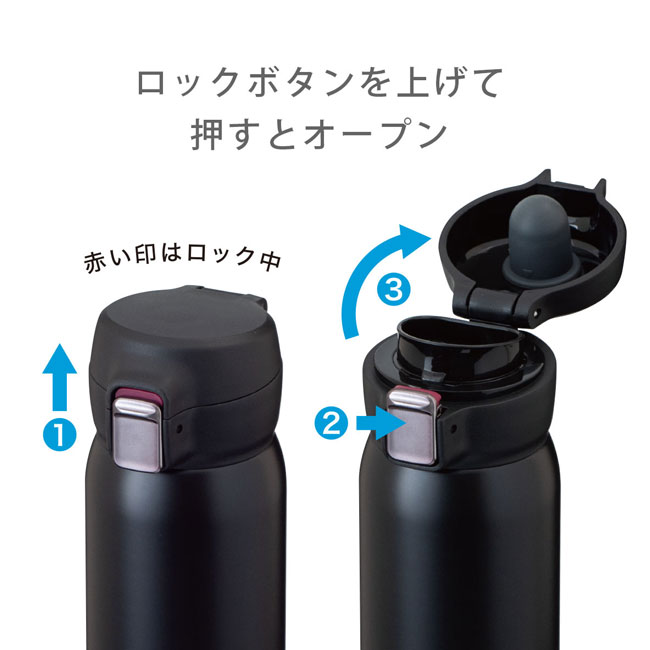 アトラス Airlist 超軽量ワンタッチボトル 810ml【ARNW】（ARNW-800）ロックボタンを上げて押すとオープン