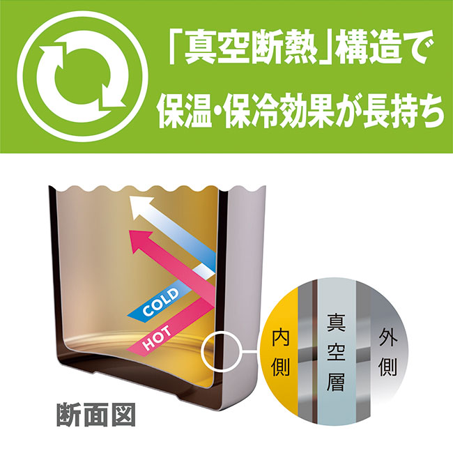 アトラス Sinqs 真空抗菌タンブラー 300ml（atASTK-300BK）真空断熱二重構造