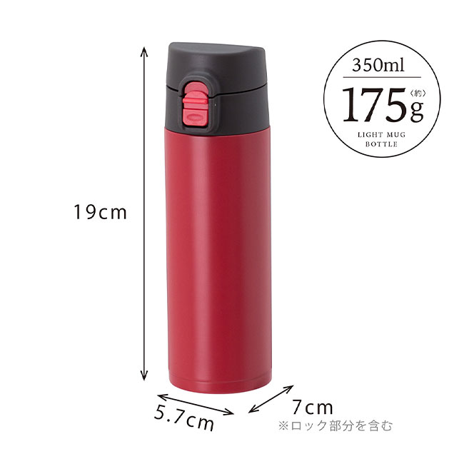 アトラス ステンレスワンタッチ軽量スリムマグボトル350ml（atAWS-350）サイズ