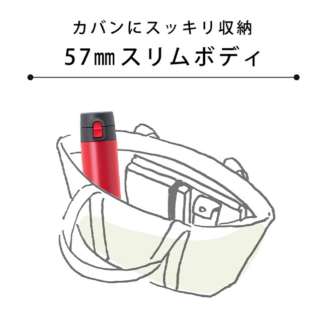 アトラス ステンレスワンタッチ軽量スリムマグボトル350ml（atAWS-350）57mmスリムボディ