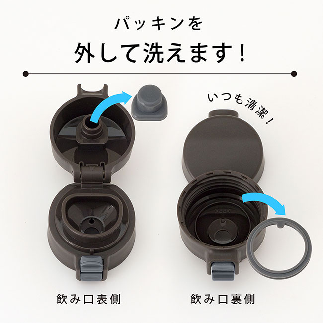 アトラス ステンレスワンタッチ軽量スリムマグボトル400ml（atAWS-400）パッキンを外して洗えます！