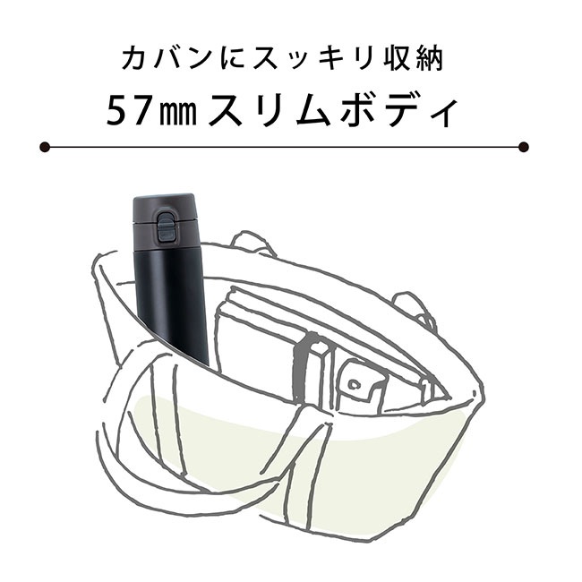 アトラス ステンレスワンタッチ軽量スリムマグボトル400ml（atAWS-400）57mmスリムボディ