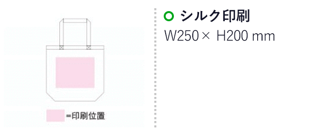 キャンバスバッグ(SNS-1500030)名入れ画像 シルク印刷:印刷範囲 横250×縦200mm
