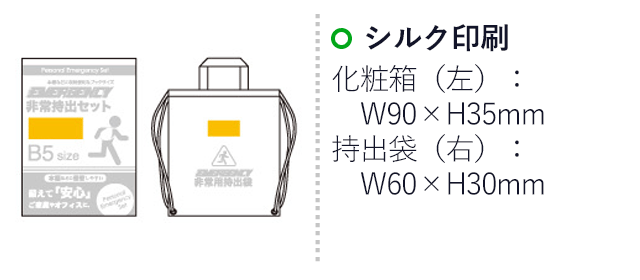 非常持出 9点セット FS-20（6817-70）　化粧箱（左）：W90×H35mm　持ち出し袋（右）：W60×H30mm