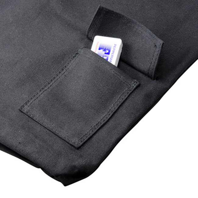 キャンバスエコバッグ(小)(黒)(hi019647)ポケット付き