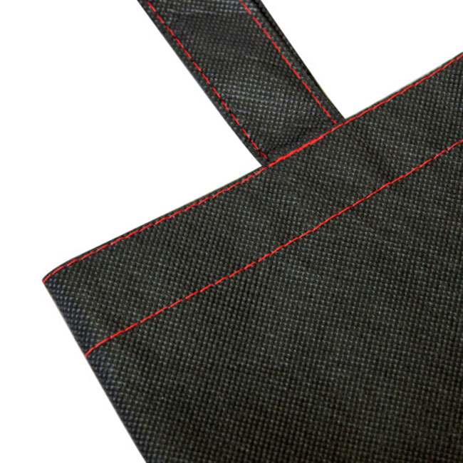 不織布バッグ(マチあり)(黒)(hi074745)持ち手縫製部分