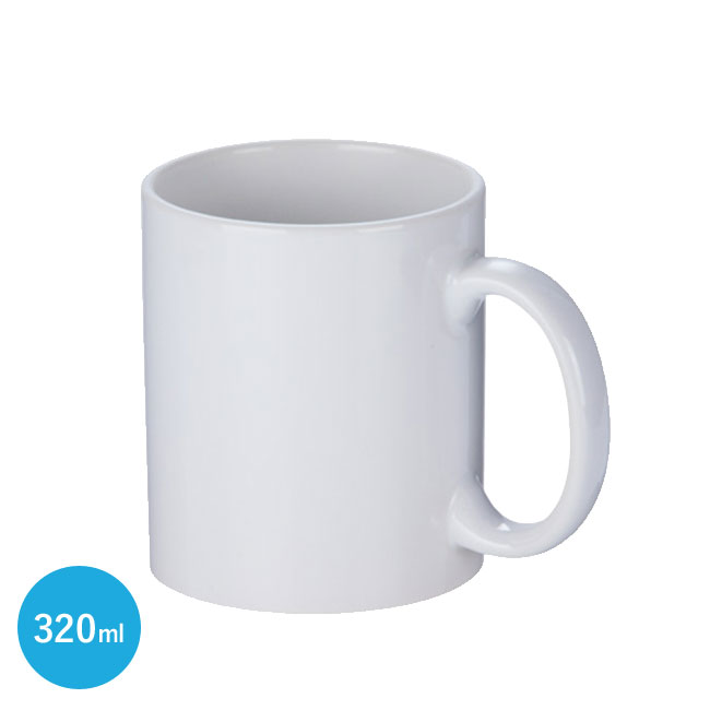 フルカラー転写対応陶器マグカップ(320ml)(白)(hi109546)