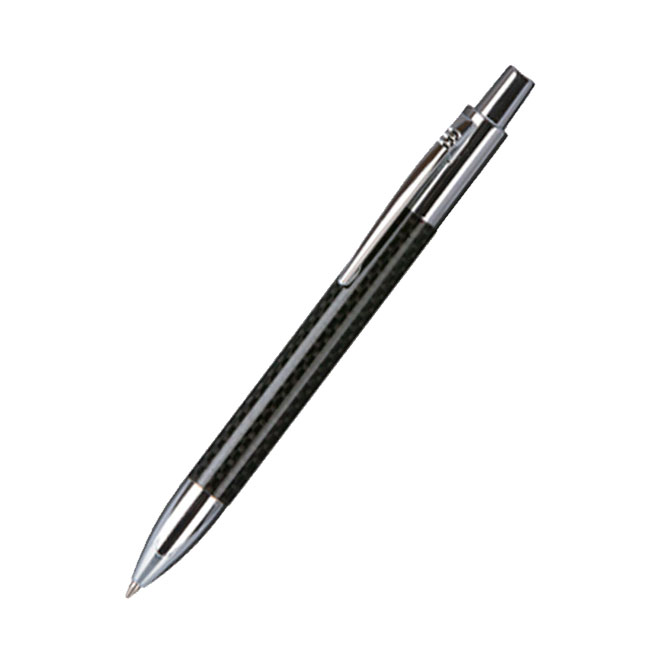 カーボンボールペン(ノック式)クロームメッキ　(黒×シルバー)(hi113956)