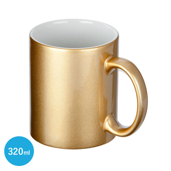 フルカラー転写対応陶器マグカップ(320ml)(ゴールド)(hi124143)
