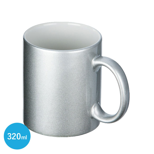 フルカラー転写対応陶器マグカップ(320ml)(シルバー)(hi124242)