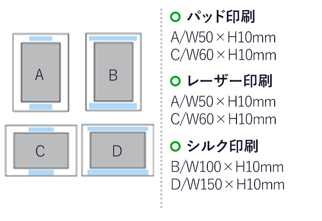 アルミフォトフレーム(10×15cm)(黒)（hi196546）パッド印刷　A/W50×H10mm　C/W60×H10mm　レーザー印刷　A/W50×H10mm　C/W60×H10mm　シルク印刷　B/W100×H10mm　D/W150×H10mm