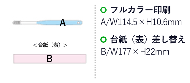 デザイン歯ブラシ(大人用)（SNS-1400043）名入れ画像　フルカラー印刷：W114.5×H10.6mm　台紙（表）差し替え：B/W177×H22mm