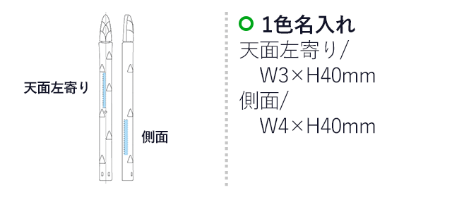 ベジマルシェ アスパラ1P（SNS-2300074）名入れ画像　名入れ範囲　天面左寄りw3ｍｍ×h40mm　側面w4mm×h40mm