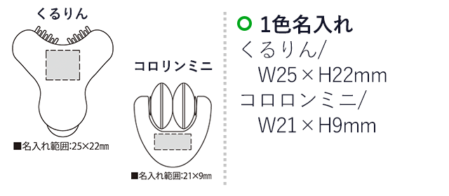 くるりんセット（SNS-2300123）名入れ画像　名入れ範囲　くるりんw25×h22mm　コロロンミニw21×h9mm