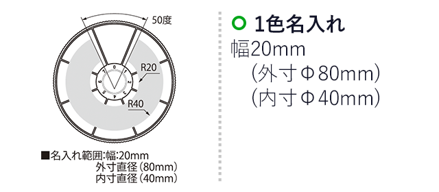 ナナ・セパレートケース（SNS-2300205）名入れ画像　名入れ範囲　幅2ｍｍ（外寸直径80mm )(内寸直径40mm)