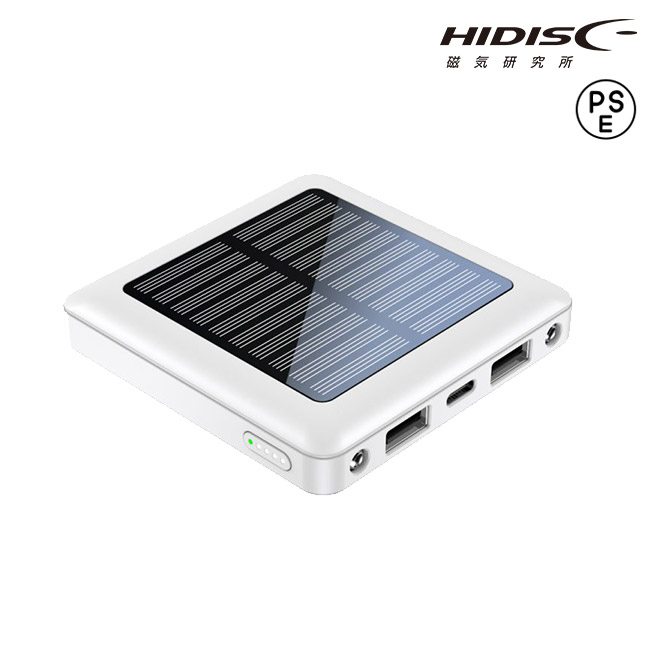 HIDISC　ソーラーパネル付きモバイルバッテリーmini　（HD4-MBTCSP1L05WH）