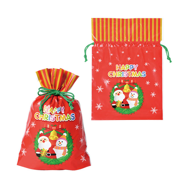 クリスマス巾着ギフトバッグ（小）（SNS-0200474）