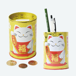 ペン立て缶貯金箱＜まねき猫＞