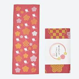 「ありがとうございます」和柄分様手ぬぐい（梅小紋うさぎ）