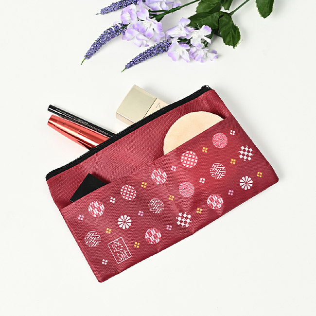 「感謝」丸小紋ポケット付きポーチ（SNS-0200683）収納時