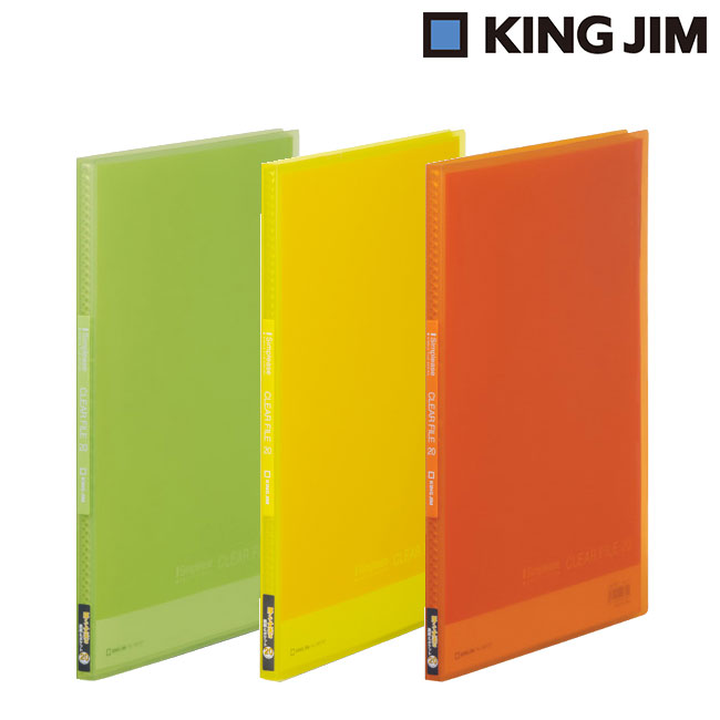 シンプリーズクリアーファイル（透明）２０Ｐ/キングジム（ki186TSP）カラー：黄緑・黄・オレンジ