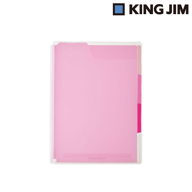 スーパーハードホルダー　３山インデックス透明（マチ付）/キングジム（ki765T）カラー：ピンク