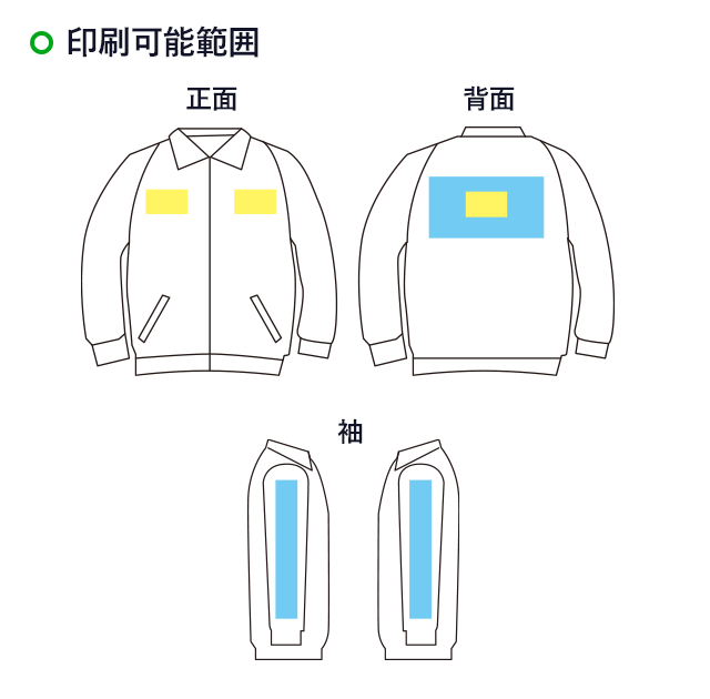 リサイクルタフタフーデッドジャケット(MJ0086)名入れ画像 前面 背面 袖左 袖右 フルカラー印刷,1色印刷,2色印刷,3色印刷,4色印刷