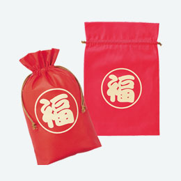 丸福巾着レッド