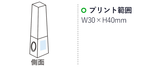 スプラッシュスピーカー（m30205-074）名入れ画像 プリント範囲：W30×H40mm