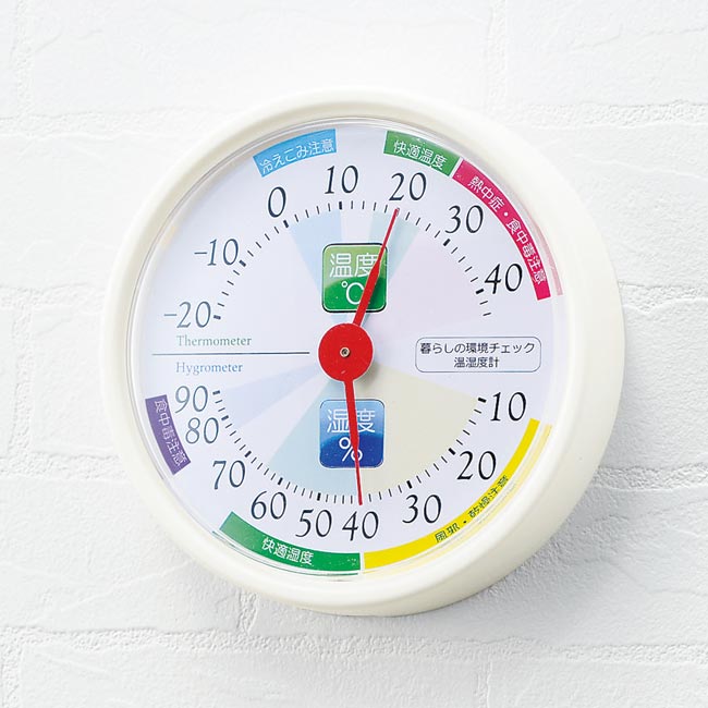 暮らしの環境チェック温湿度計（m30558-164）壁掛けイメージ