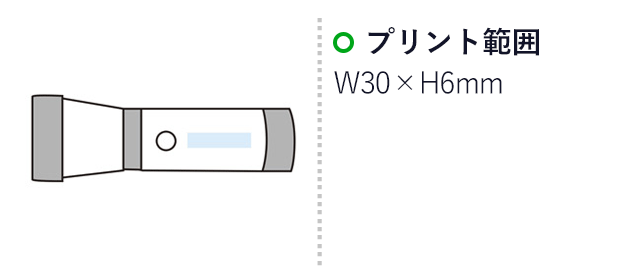 3スタイルフラッシュライト（m30570-065）名入れ画像　プリント範囲：W30×H6mm