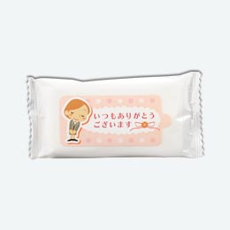 「ありがとう」ミニウェットティッシュ10枚入　ピンク