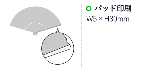 夏柄扇子（SNS-1000469）名入れ画像　パッド印刷：W5×H30mm