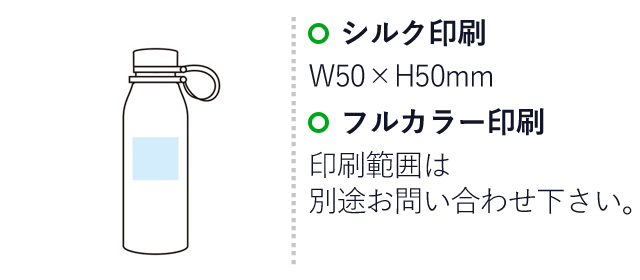 キャンプス アクティブクリアボトル（SNS-1001510）名入れ画像　シルク印刷　W50×H50mm　フルカラー印刷　印刷範囲は別途お問い合わせ下さい。