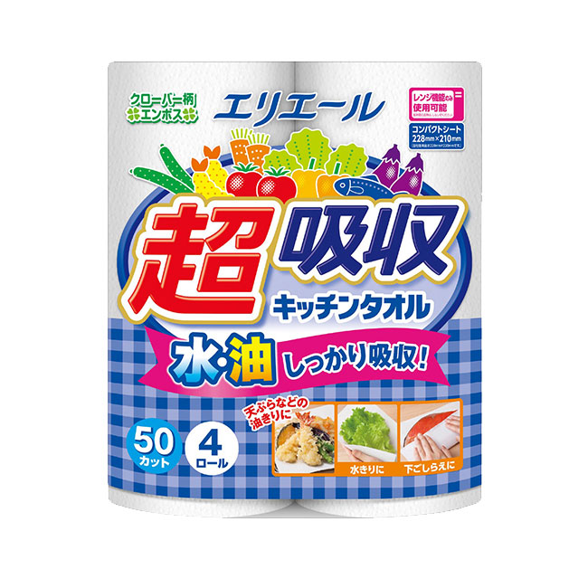 エリエール 超吸収キッチンタオル4ロール(50カット)（SNS-1002210）