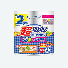 エリエール 超吸収キッチンタオル2ロール(100カット)