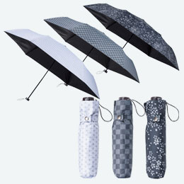 モノクロ和柄 晴雨兼用折りたたみ傘