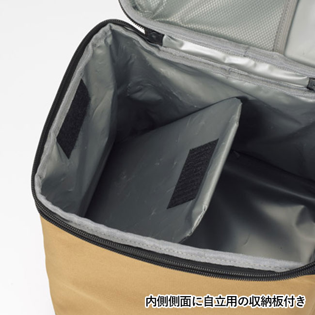 キャンプス ハードシェル収納保冷温バッグ（SNS-1002542）内側側面に自立用の収納板付き