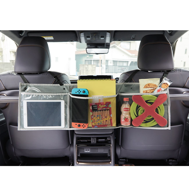 カーニモ バッグになる収納ロングポケット（SNS-1002585）車内使用イメージ