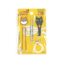 ケーブルまとまるシリコーンバンド いぬ・ねこ2本入
