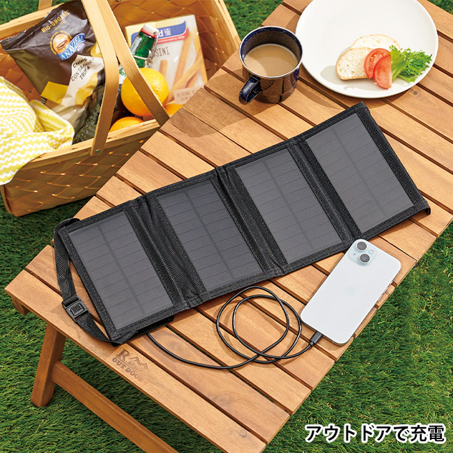 ガジェットポケット付 携帯ソーラーパネル（SNS-1002727）アウトドアで充電