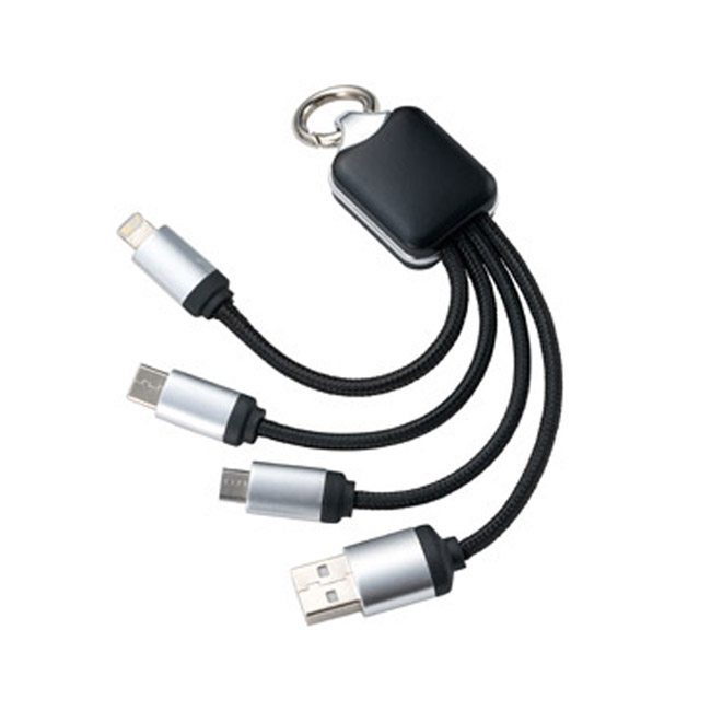 カラビナ付USBマルチケーブル(SNS-1002778)商品本体