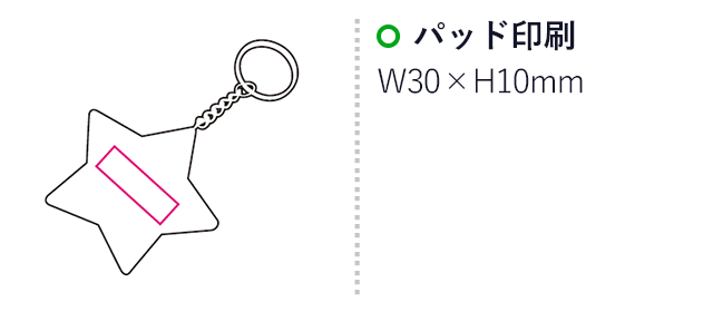 反射板キーホルダーほし（mcES025）名入れ画像　パッド印刷30×10mm